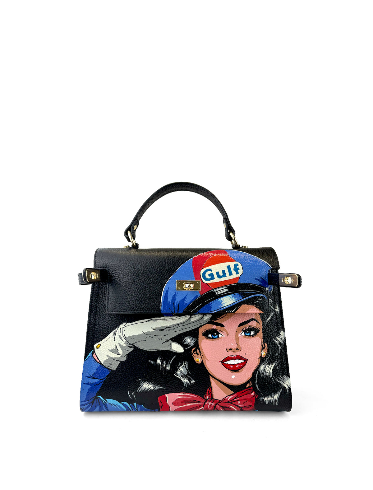 Lulu Hand-Painted Leather Top Handle Bag – Gulf (W&B)