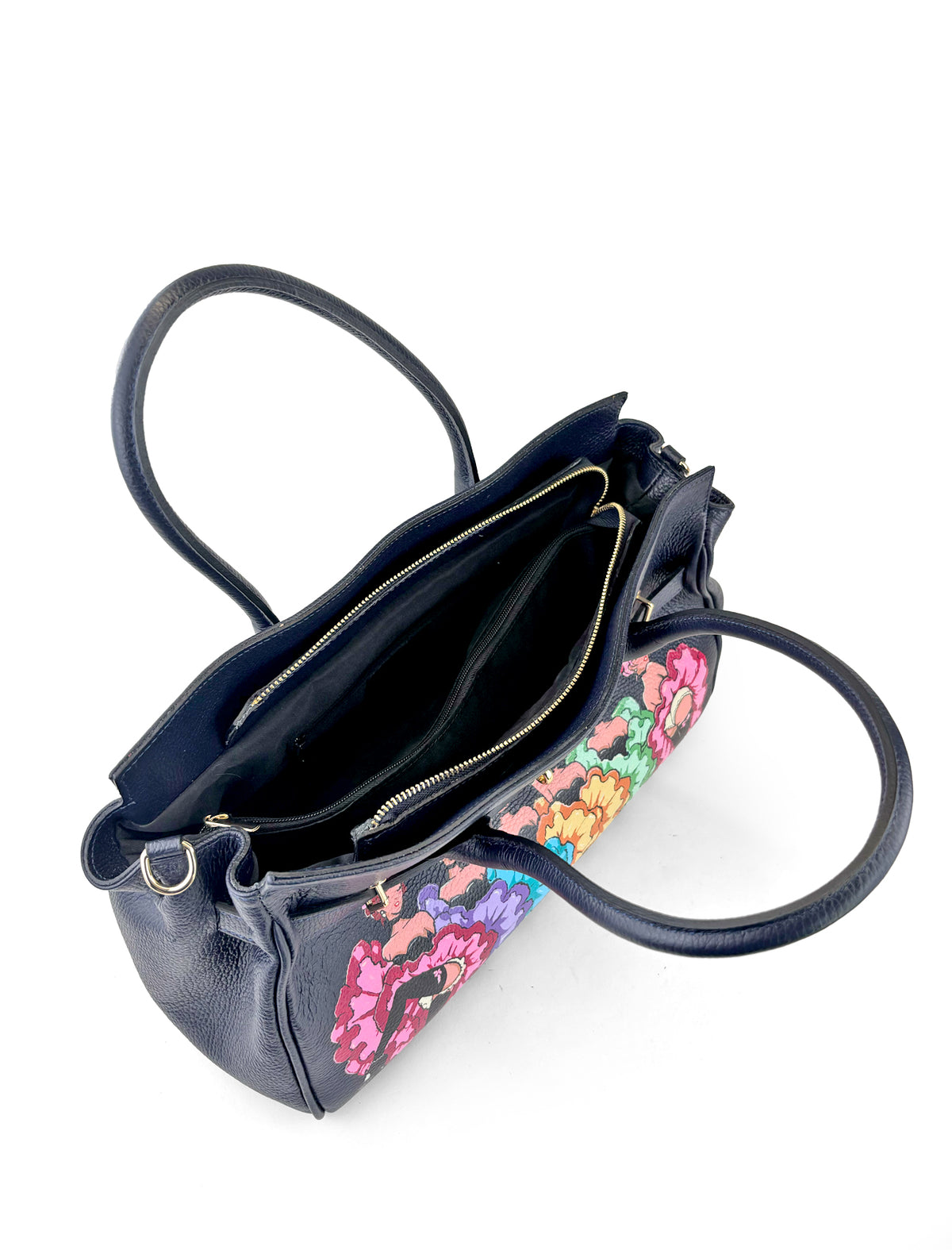 Bobbie Hand-Painted Leather Structured Tote Bag – Moulin Rouge (W&B)