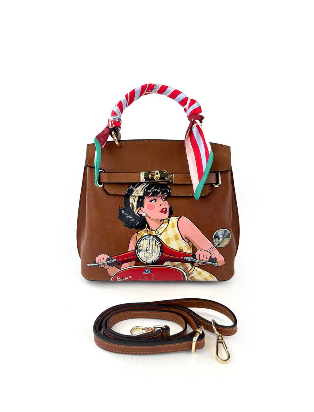 Juliette Hand-Painted Leather Crossbody Bag – Vespa (W&B)
