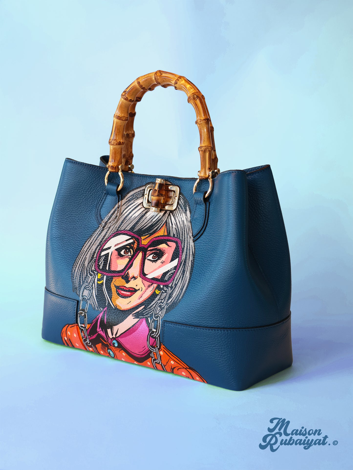 HANDBAG - BLUE BAMBOO