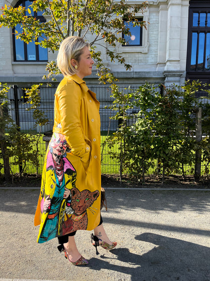 OCHRE LEATHER TRENCH COAT