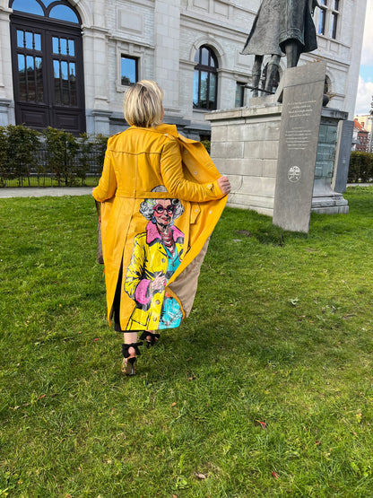 OCHRE LEATHER TRENCH COAT