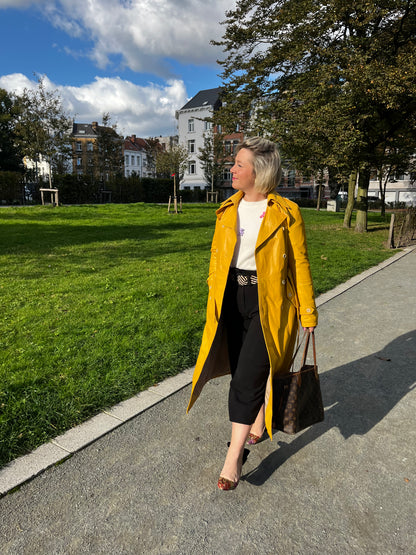 OCHRE LEATHER TRENCH COAT