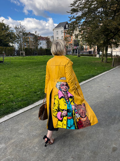 OCHRE LEATHER TRENCH COAT